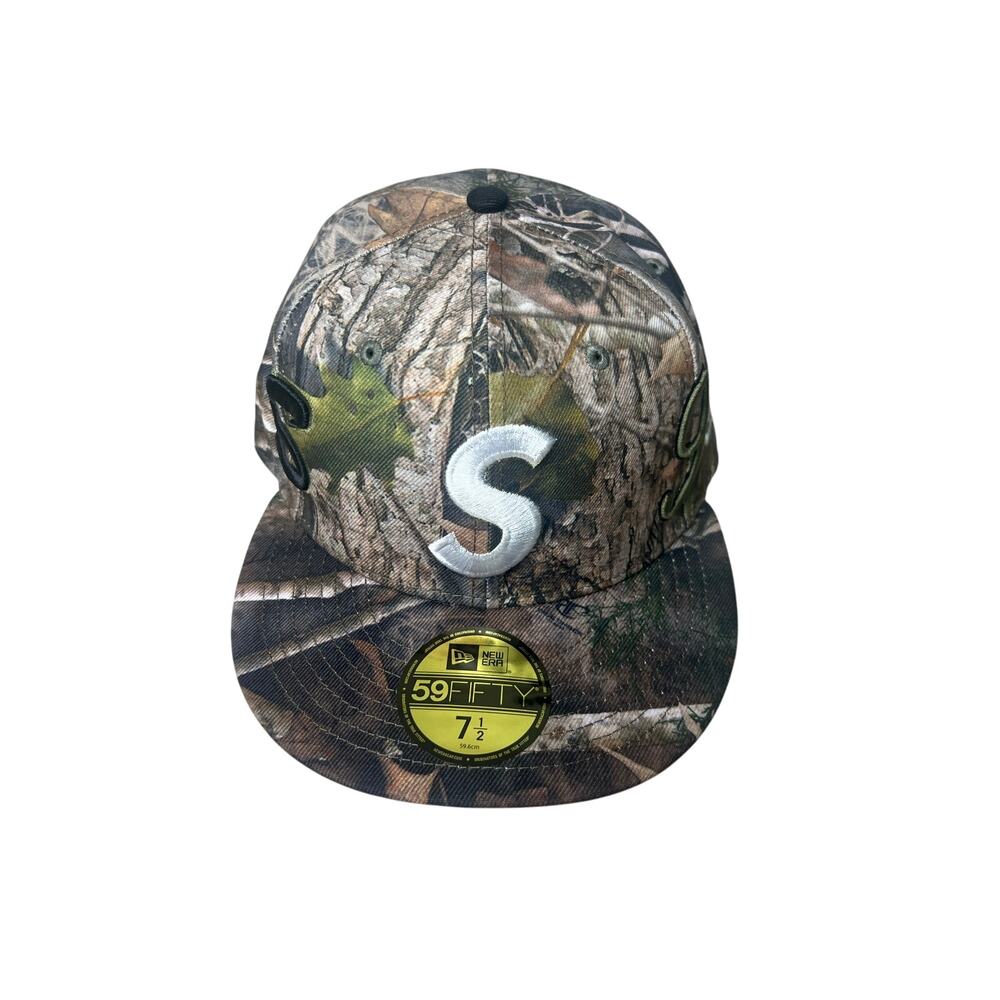 Supreme RealTree Leaf Camo Multi S Logo Fitted Hat New Era 59Fifty 7 1/2